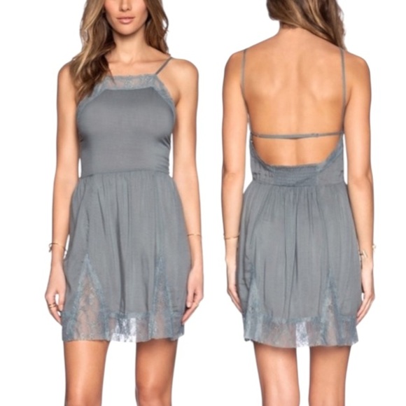 Free People Other - Intimately Free People Cami Slip Dress Sz S NWT Vapor Blue Gray Lace Trim Lounge